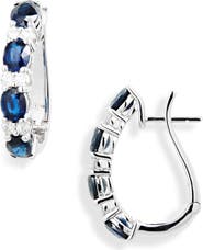 VALANI ATELIER Alternating Sapphire & Diamond Hoop Earrings