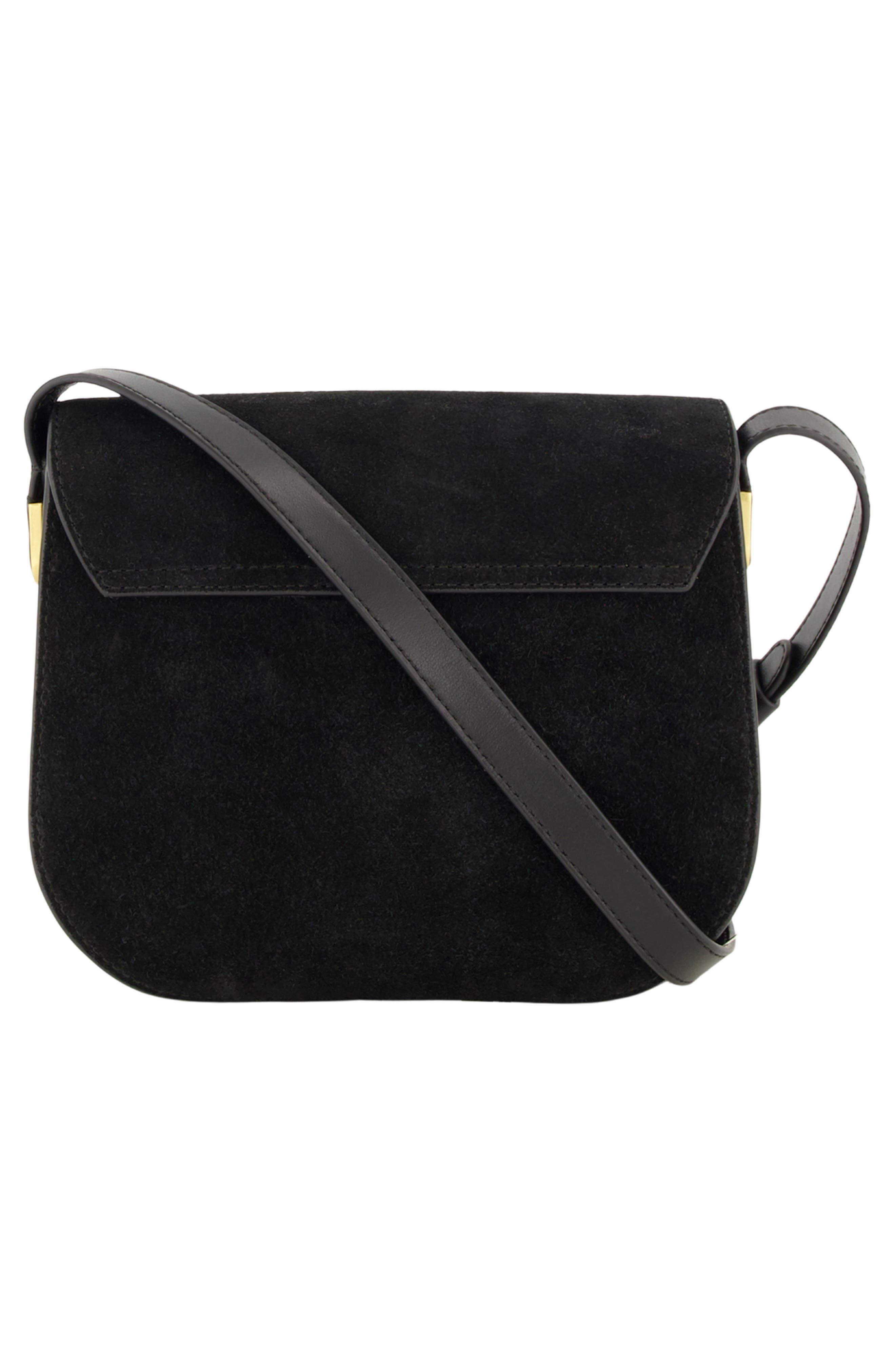 Eris Suede Saddle Crossbody Bag, Alternate, color, BLACK