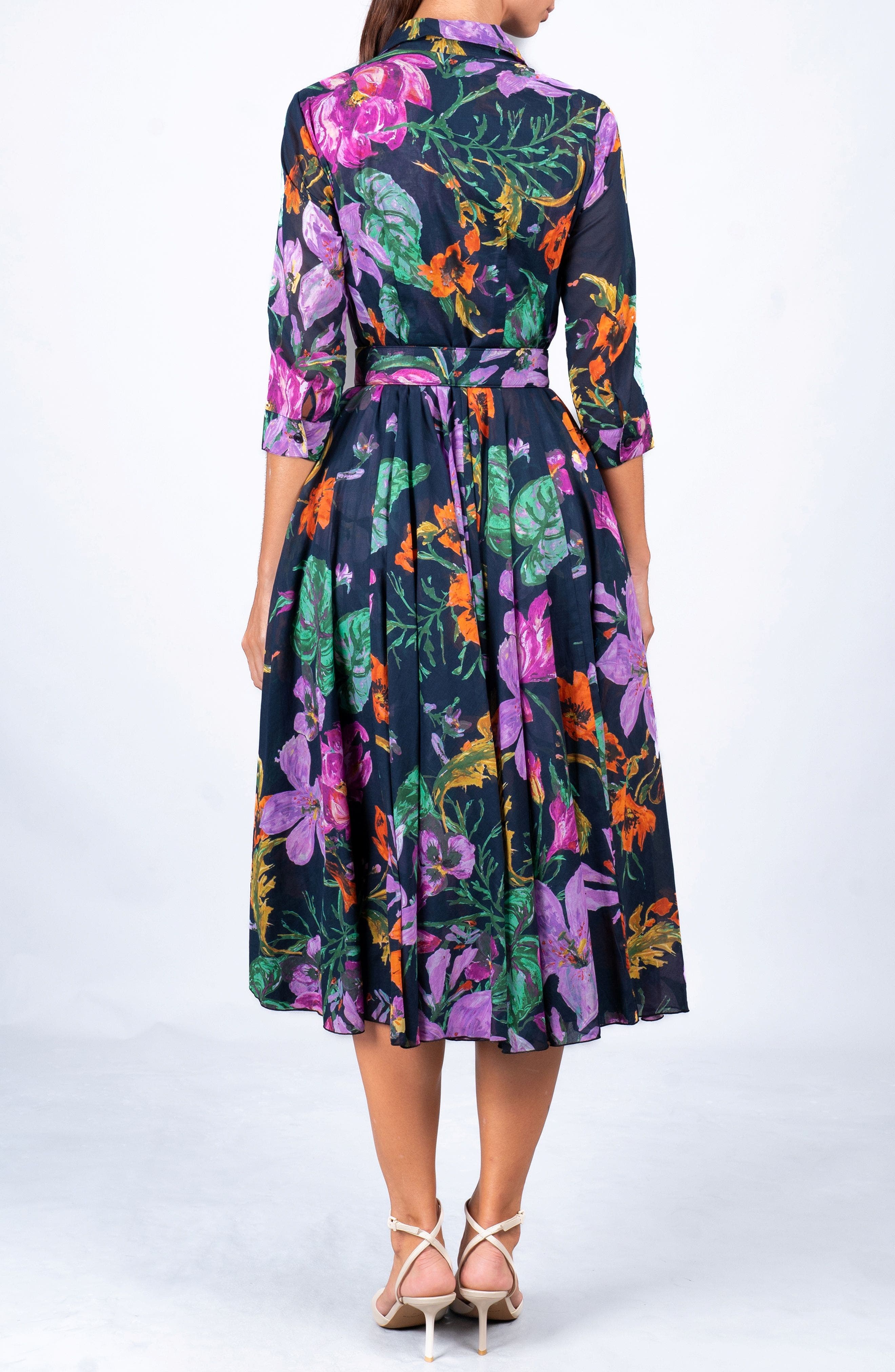 SAMANTHA SUNG Gogh Summer A-Line Belted Shirtdress (Women) | Nordstrom