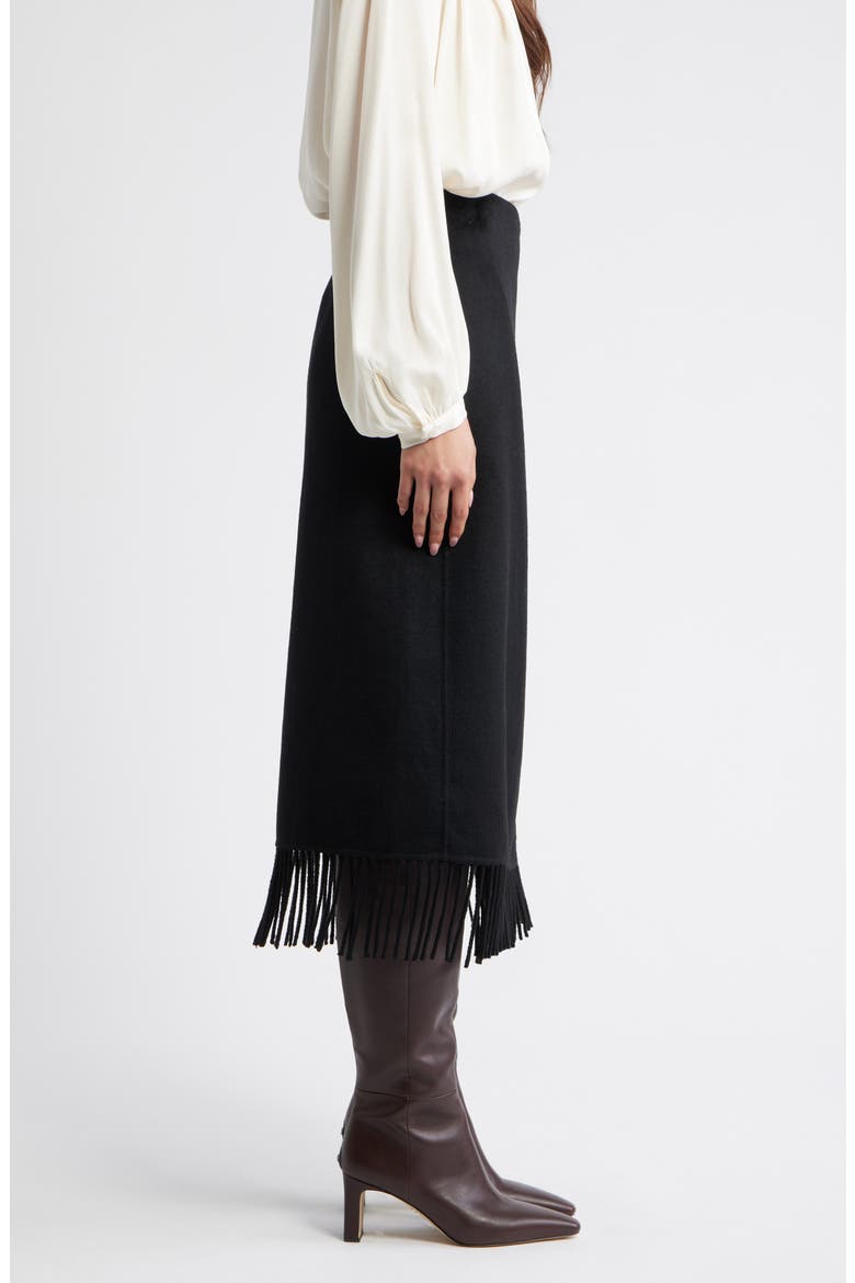 Odette Wool Blend Midi Skirt, Alternate, color, BLACK