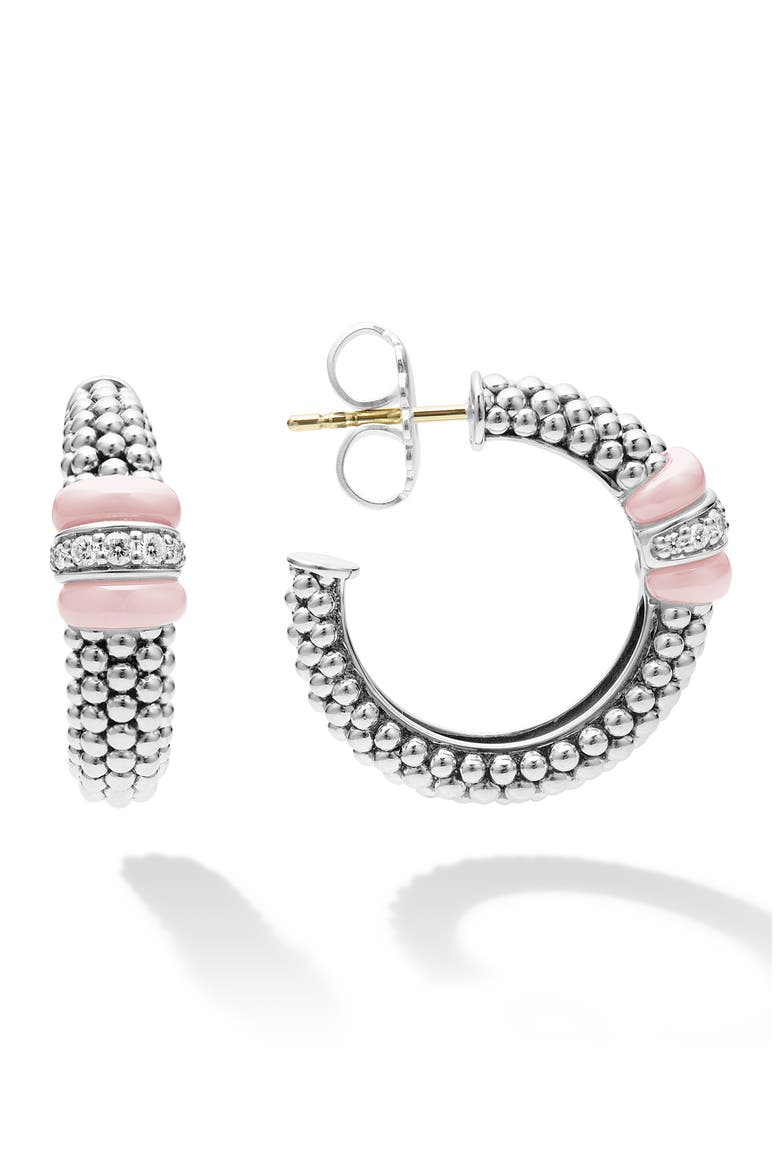 Pink Caviar Diamond Hoop Earrings video