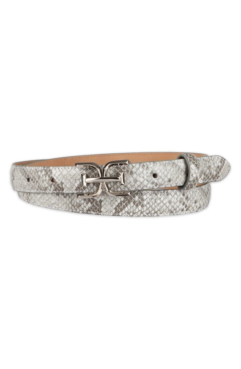 Sam Edelman Feather Edge Patent Leather Belt, Main, color, Grey/ White
