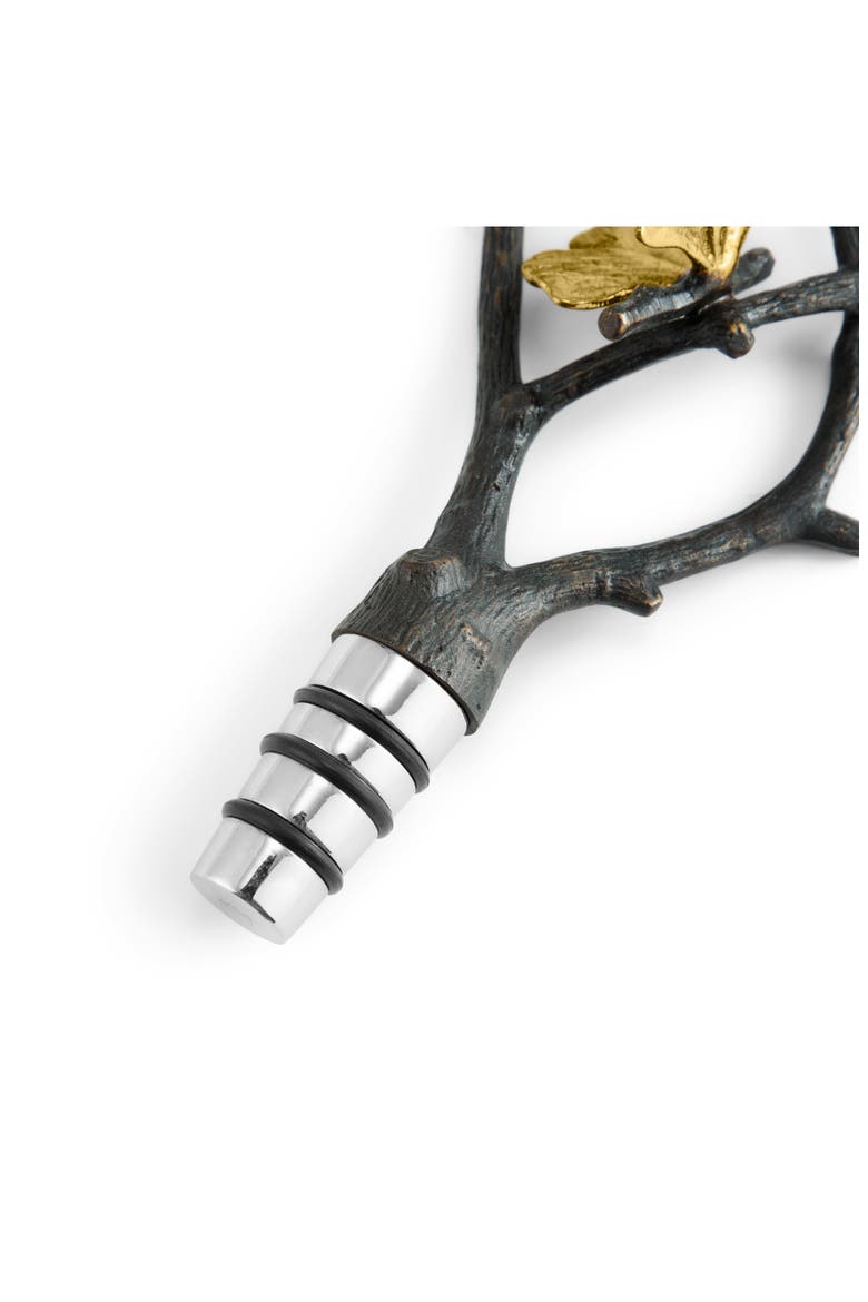 Butterfly Ginko Wine Stopper, Alternate, color, BLACK/ GOLD