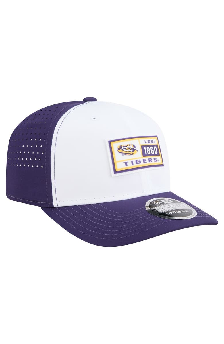 New Era Men's New Era White/Purple LSU Tigers Perforated Patched 9SEVENTY Adjustable Hat, Alternate, color, White