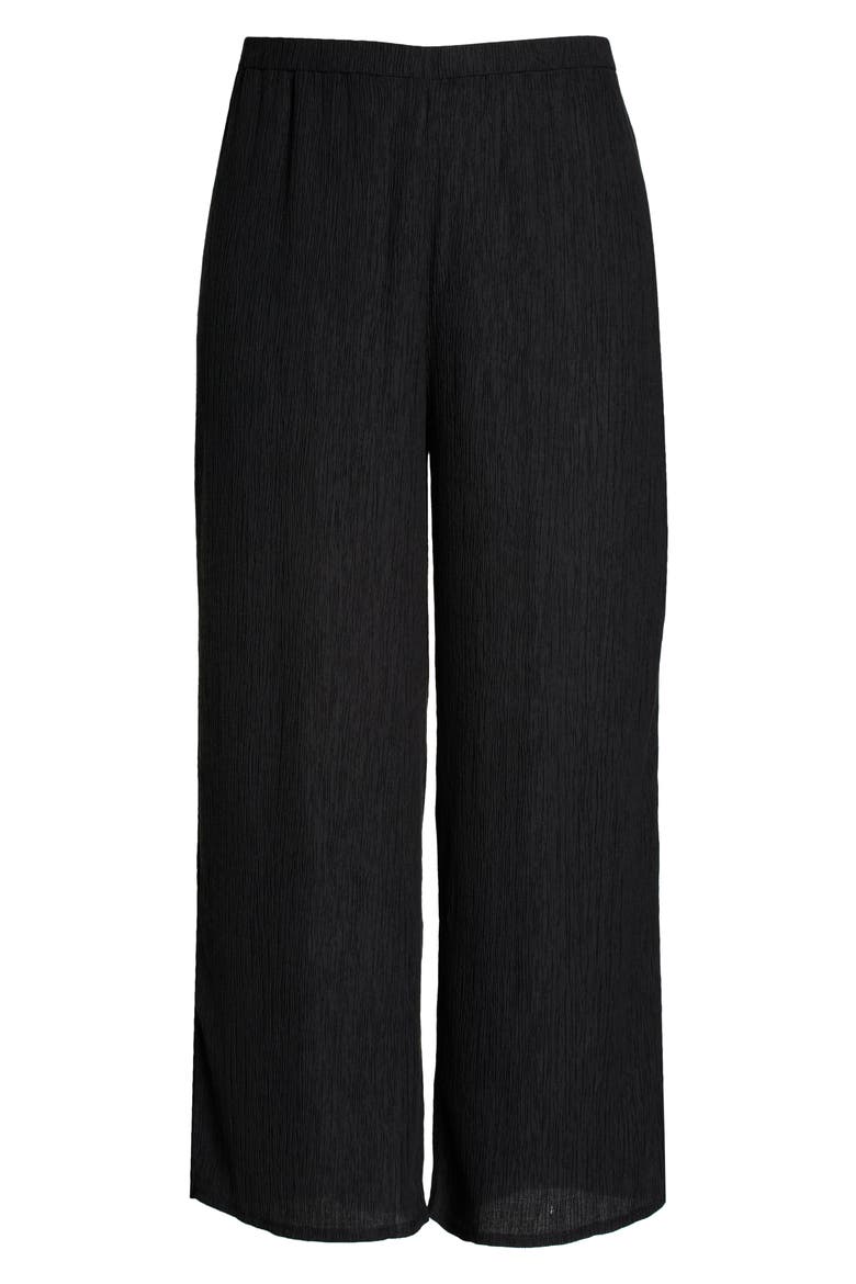 Textured Wide Leg Pants, Alternate, color, BLACK