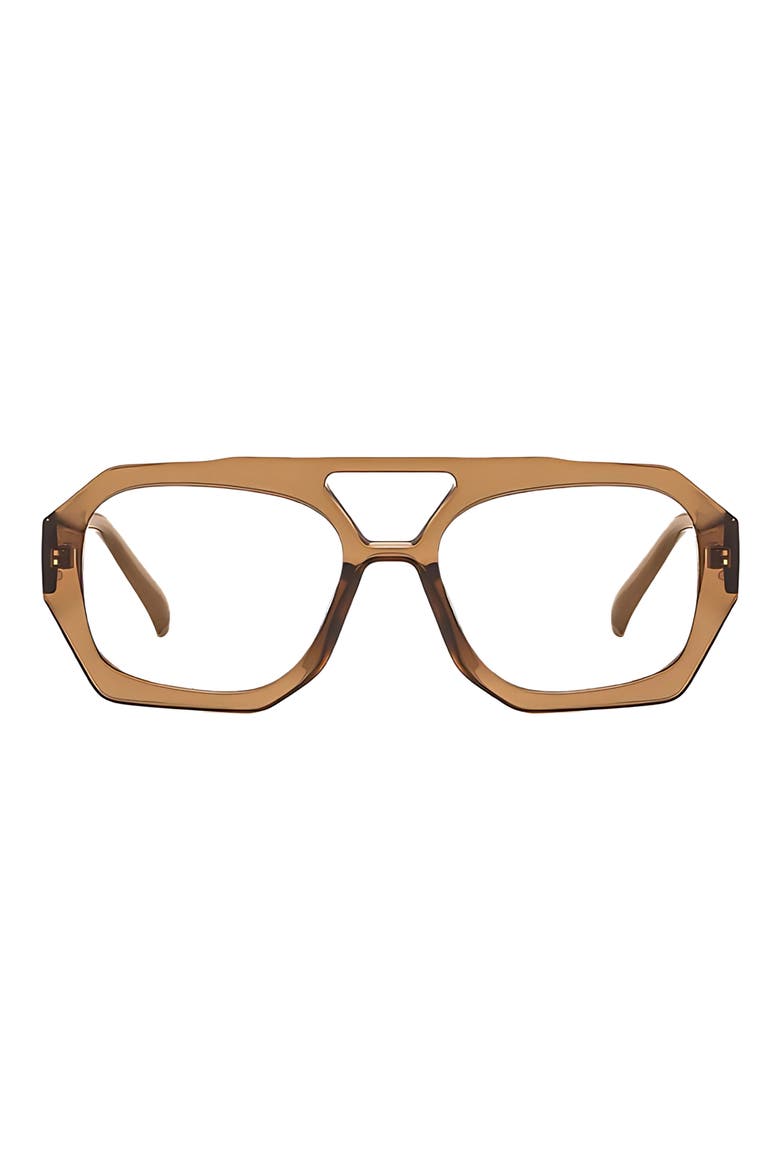Sutton 57mm Aviator Blue Light Blocking Glasses, Main, color, BROWN/ CLEAR