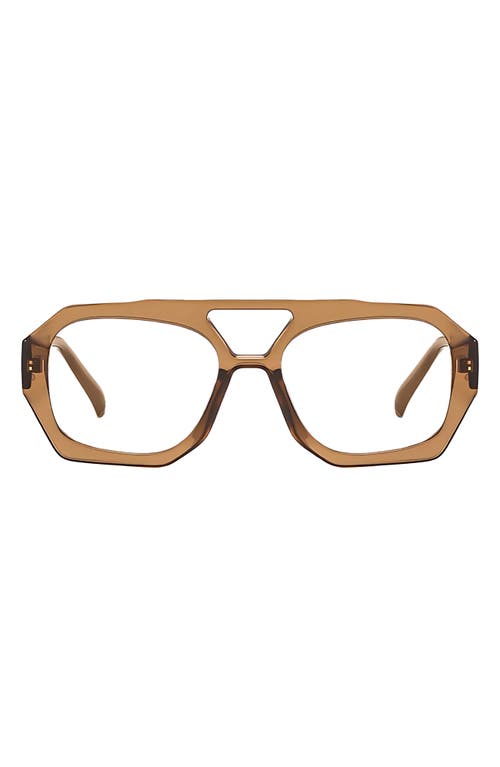 Fifth & Ninth Sutton 57mm Aviator Blue Light Blocking Glasses In Brown/clear