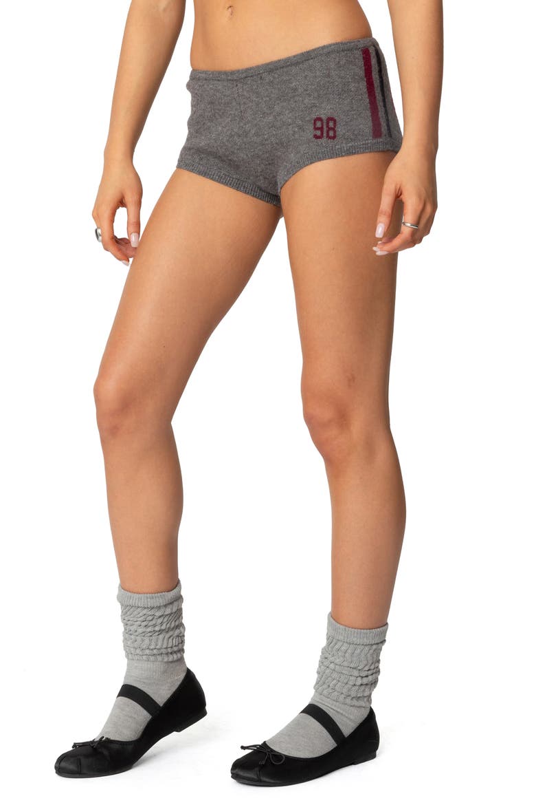 Heart Knit Micro Shorts, Alternate, color, GRAY