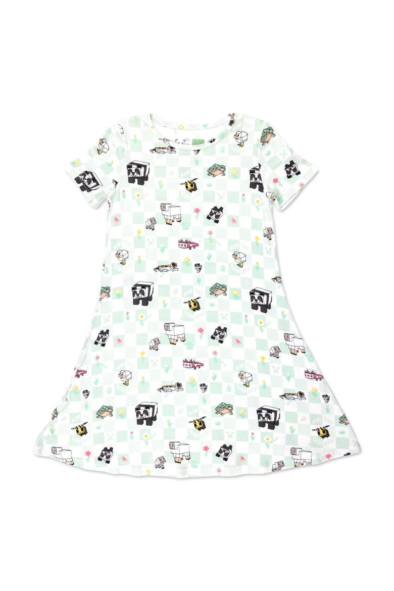 Kids' Minecraft Sleep Repeat Short Sleeve Dress, Alternate, color, Minecraft Sleep Repeat