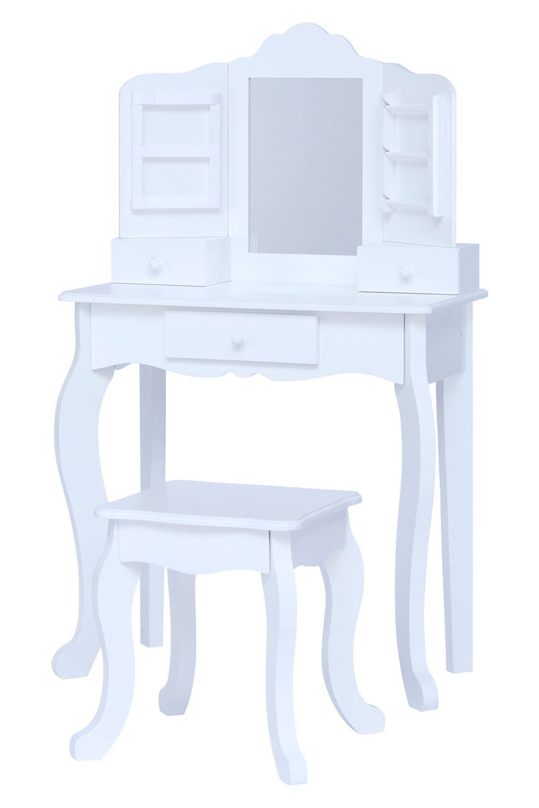 Fantasy Fields Little Princess Anna Vanity Table & Stool Set, Main, color, WHITE