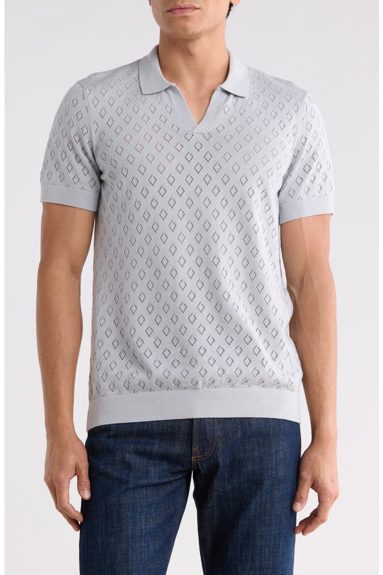 Pointelle Knit Johnny Collar Polo, Main, color, HIGH RISE