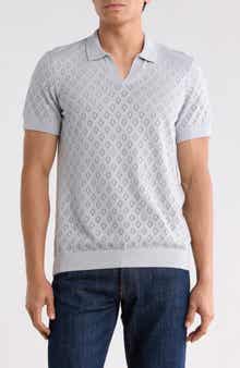 Pointelle Knit Johnny Collar Polo