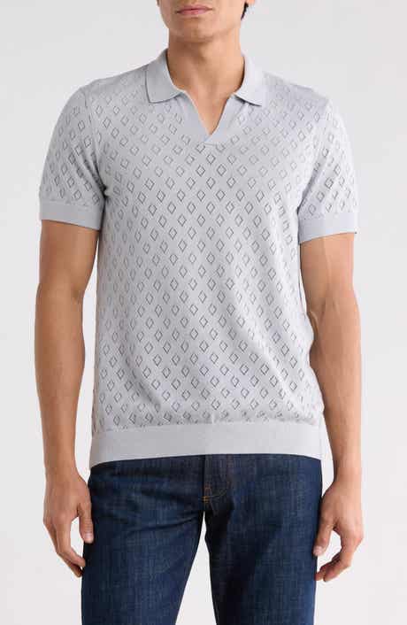Pointelle Knit Johnny Collar Polo