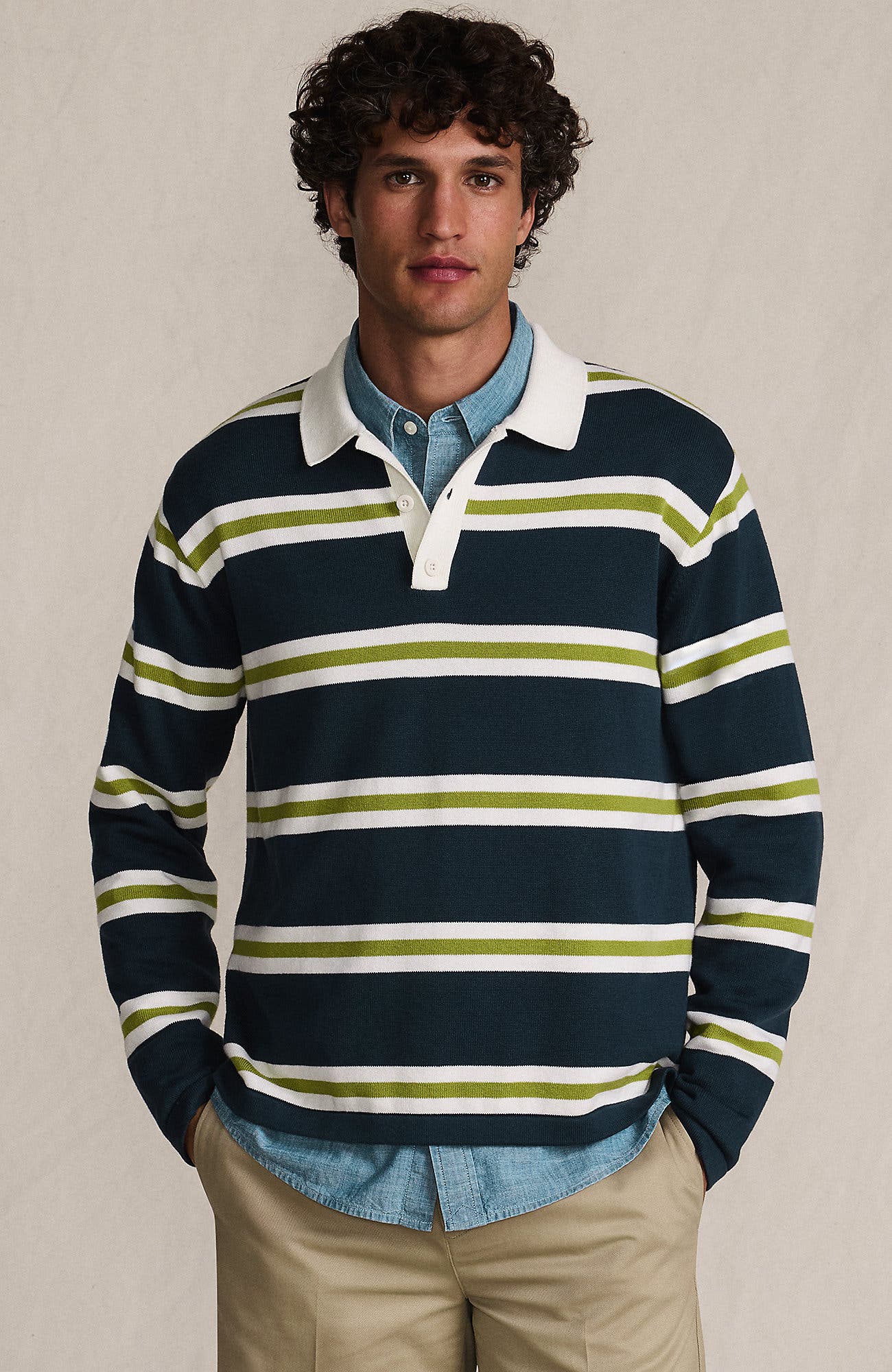French Navy/Lime Stripe