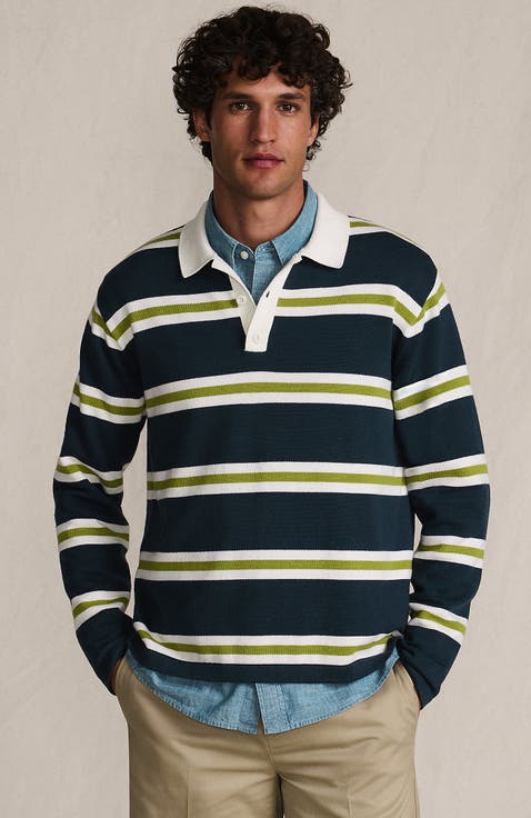 Long Sleeve Cotton Rugby Sweater Polo