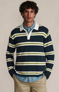 Lands' End Long Sleeve Cotton Rugby Sweater Polo