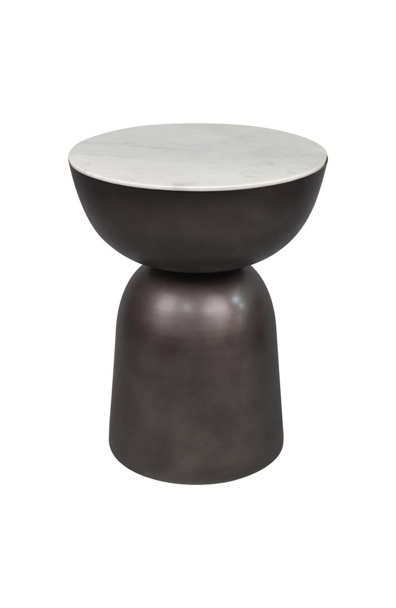JONATHAN Y Atarah 20" Contemporary Natural Marble/Metal Handmade Hourglass End Table, Main, color, 