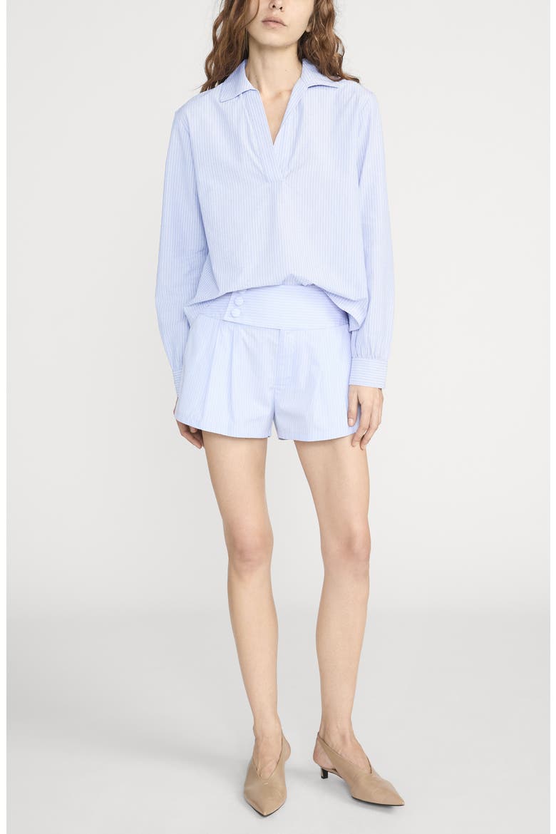 The Stripe V-Neck Popover Top, Alternate, color, VENICE BLUE MULTI