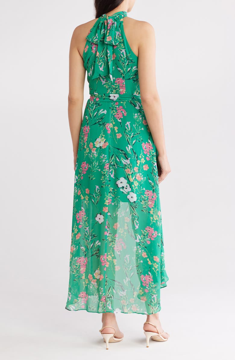 Eliza J Floral Sleeveless High-Low Maxi Dress, Alternate, color, Green Multi