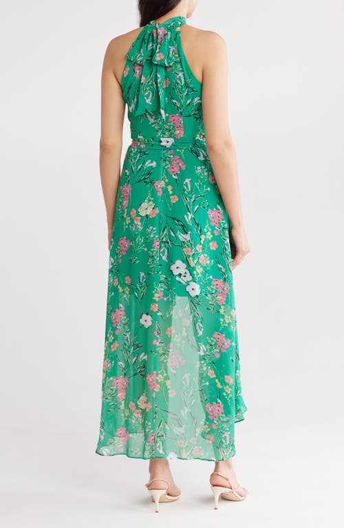 ELIZA J ELIZA J FLORAL SLEEVELESS HIGH-LOW MAXI DRESS