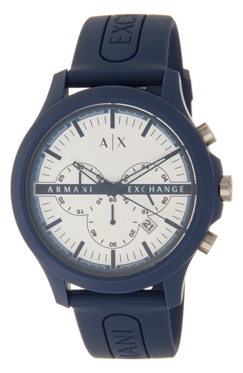 AX Armani Exchange Hampton Chronograph Quartz Silicone Strap Watch, 46mm, Main, color,