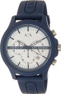 AX Armani Exchange Hampton Chronograph Quartz Silicone Strap Watch, 46mm