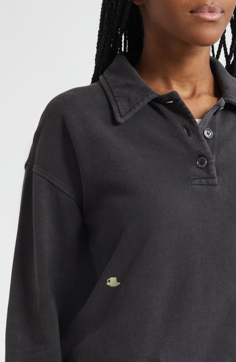 JW Anderson Cotton French Terry Polo Sweatshirt, Alternate, color, Washed Black