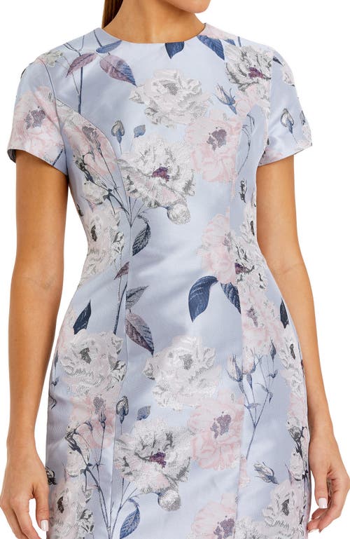 Mac Duggal Women's Short Sleeve Fitted Floral Mini Dress In Blue Multi