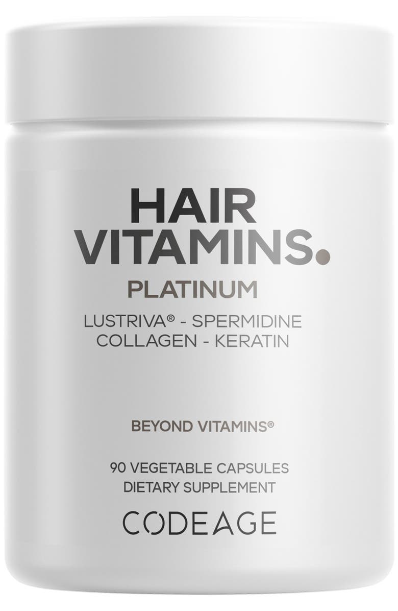 Codeage Hair Vitamins Platinum, Lustriva, AstraGin Supplement, Main, color, White
