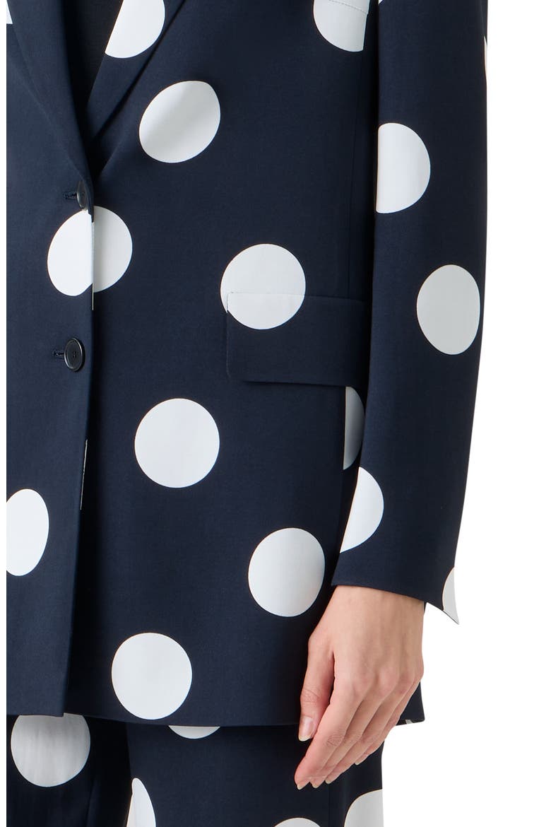 X-Large Polka Dot Single Breasted Stretch Crepe Blazer, Alternate, color, BLACK-CREAM