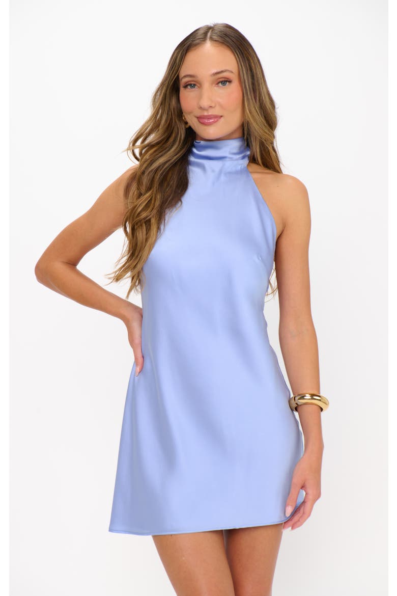 Lisa Mini Dress, Alternate, color, Borrowed Blue Luxe Satin