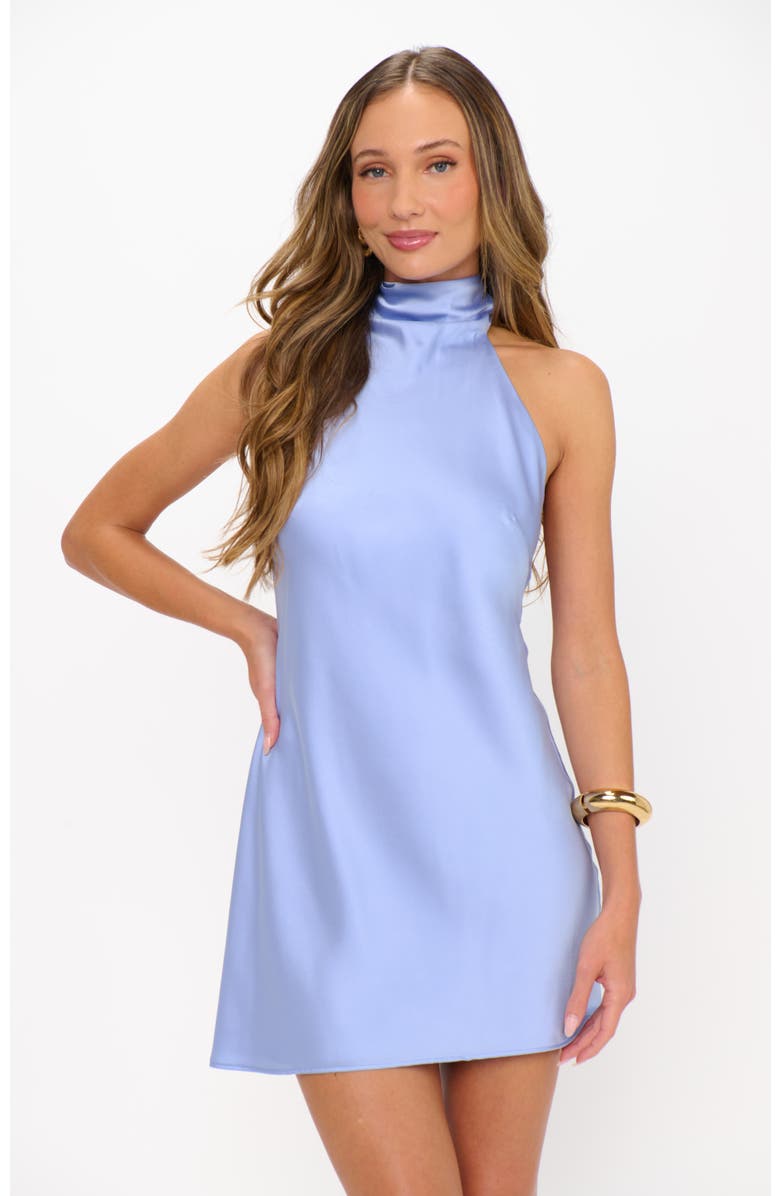 Show Me Your Mumu Lisa Mini Dress, Alternate, color, Borrowed Blue Luxe Satin