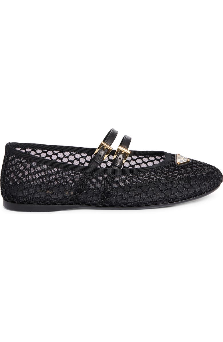 Prada Ballerine Mesh Mary Jane Flat, Alternate, color, Nero
