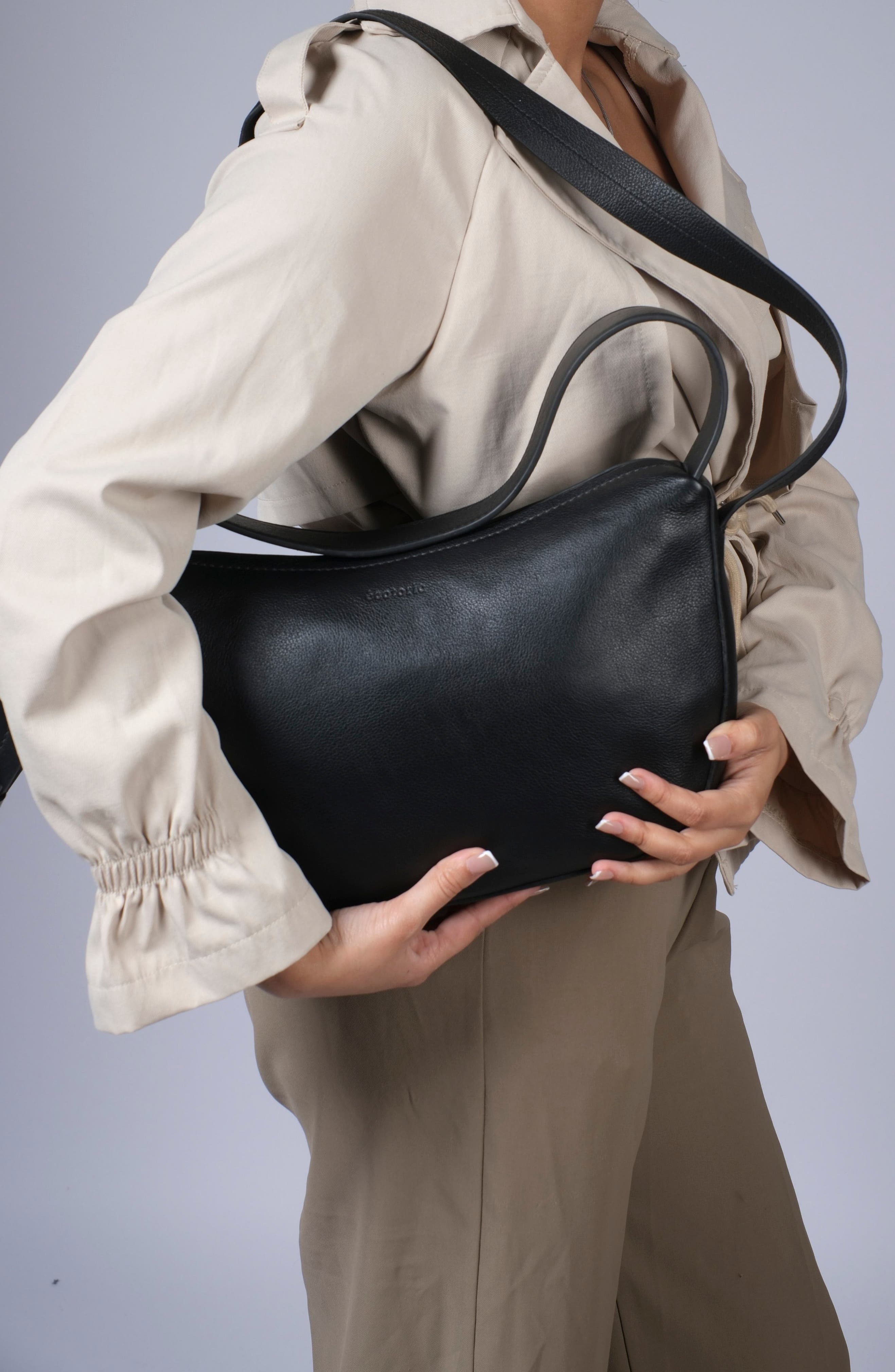 Ecotorie Peggy Leather Shoulder Bag, Alternate, color, Black