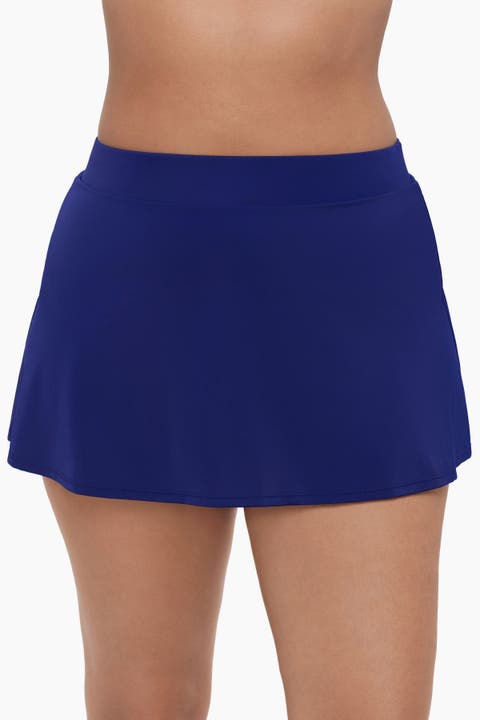 Mid-Rise Wide Waistband Control Swim Skirt