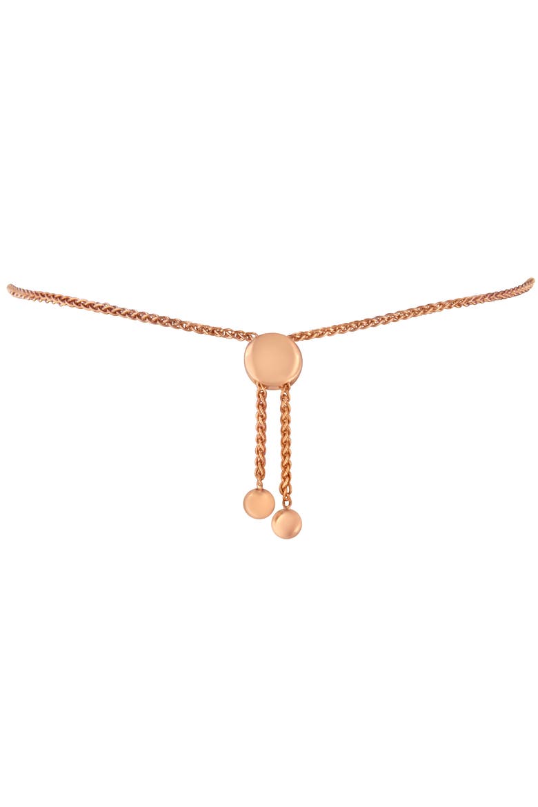 10K Rose Gold over Silver 1/10 Cttw Diamond Heart Link Adjustable Bolo Bracelet, Alternate, color, Pink