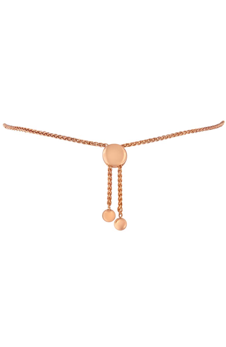 Haus of Brilliance 14K Rose Gold Plated Silver Diamond Accent Circle and Heart Link Bolo Bracelet, Alternate, color, White