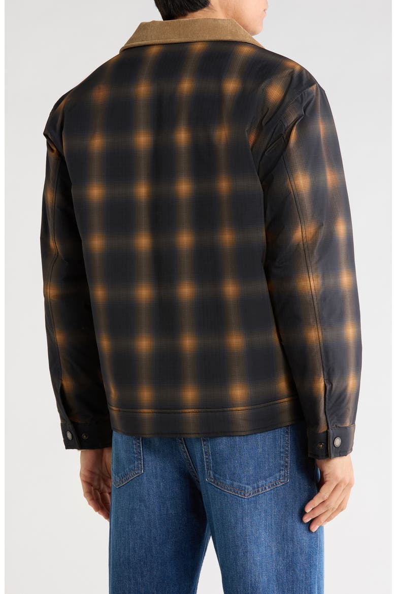Plaid Faux Shearling Lined Ripstop Shirt Jacket, Alternate, color, NAVY GOLD PLAID