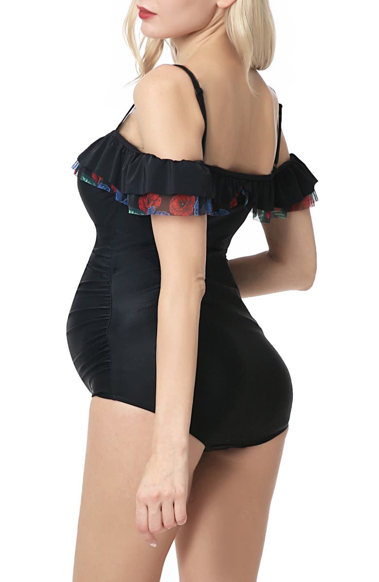 Kimi and Kai Karsyn UPF 50+ One-Piece Maternity Swimsuit, Alternate, color, Black