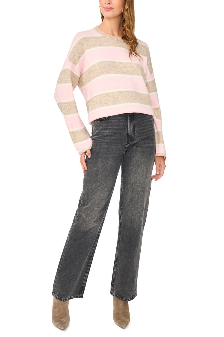 Striped Crewneck Sweater, Alternate, color, MALTED