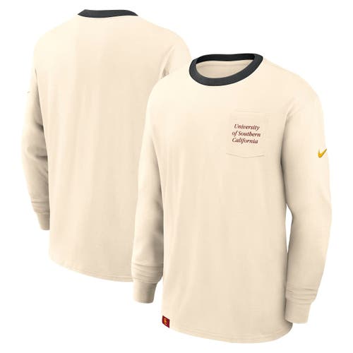 Nike Natural Usc Trojans Athletic Prep Max90 Pocket Logo Long Sleeve T-shirt In Brown