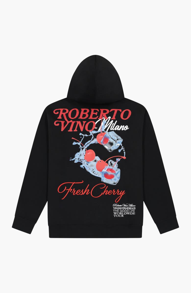 Roberto Vino Fresh Cherry Premium Blend Zip Hoodie, Alternate, color, Black
