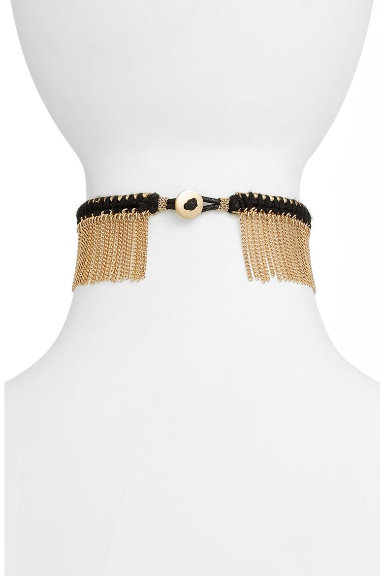 Fringe Choker, Alternate, color, BLACK/GOLD