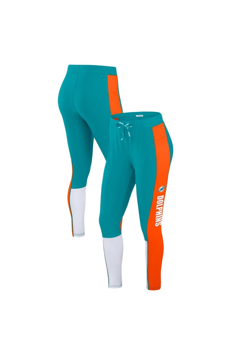 WEAR by Erin Andrews Women's WEAR by Erin Andrews Teal/Orange Miami Dolphins Color-Block Leggings, Alternate, color, 