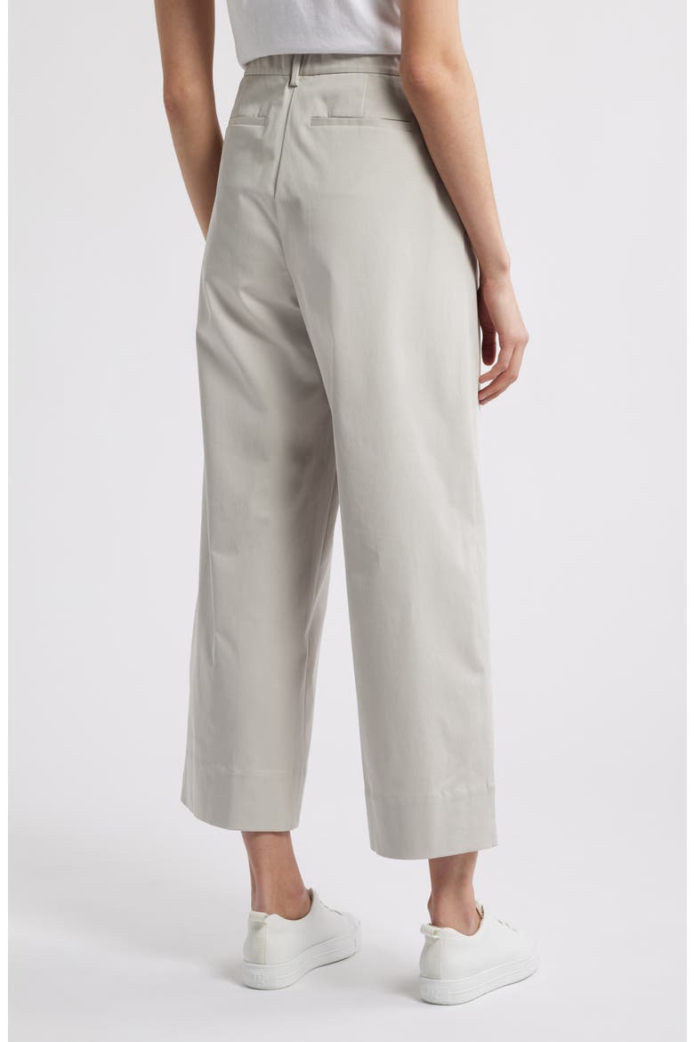 High Waist Stretch Organic Cotton Ankle Wide Leg Pants, Alternate, color, CHALK