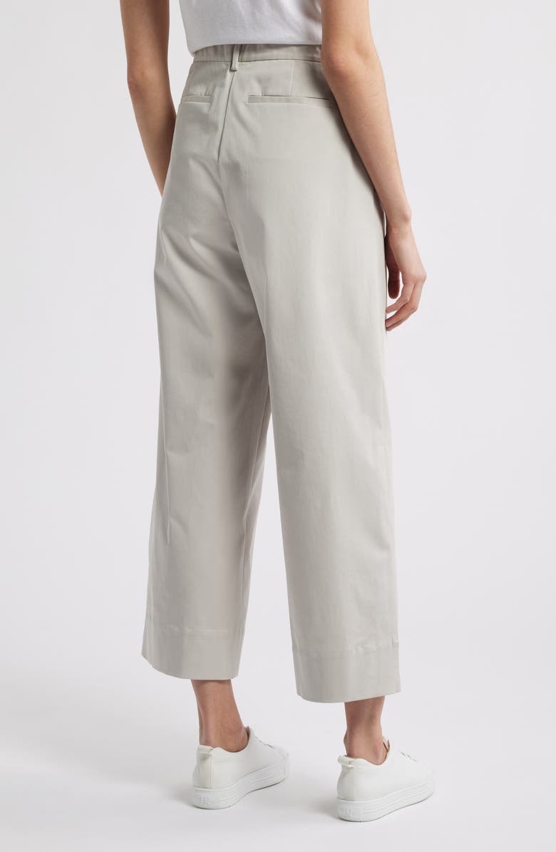 Eileen Fisher High Waist Stretch Organic Cotton Ankle Wide Leg Pants, Alternate, color, Chalk