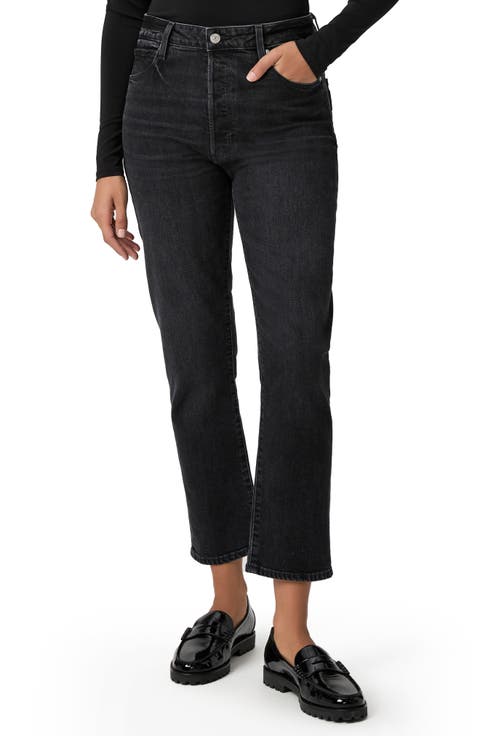 Billy High Waist Crop Straight Leg Jeans (Solar Black)