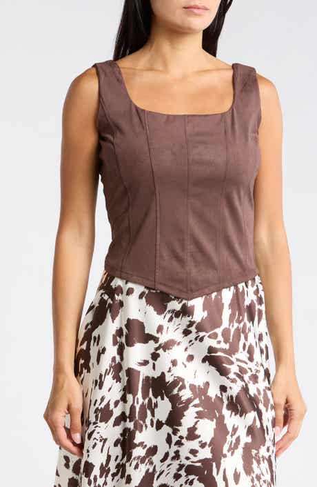 Faux Suede Corset Tank