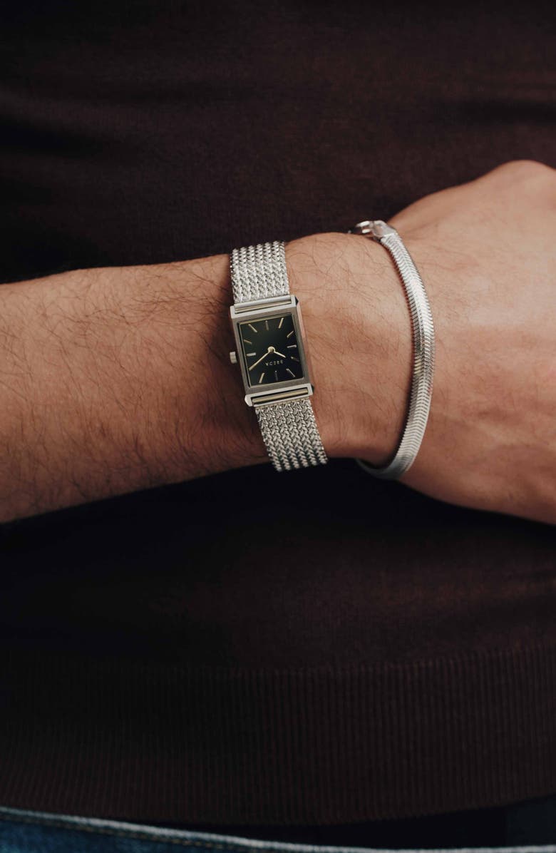 BREDA Virgil Tethered Mesh Strap Watch, 20mm, Alternate, color, Stainless Steel