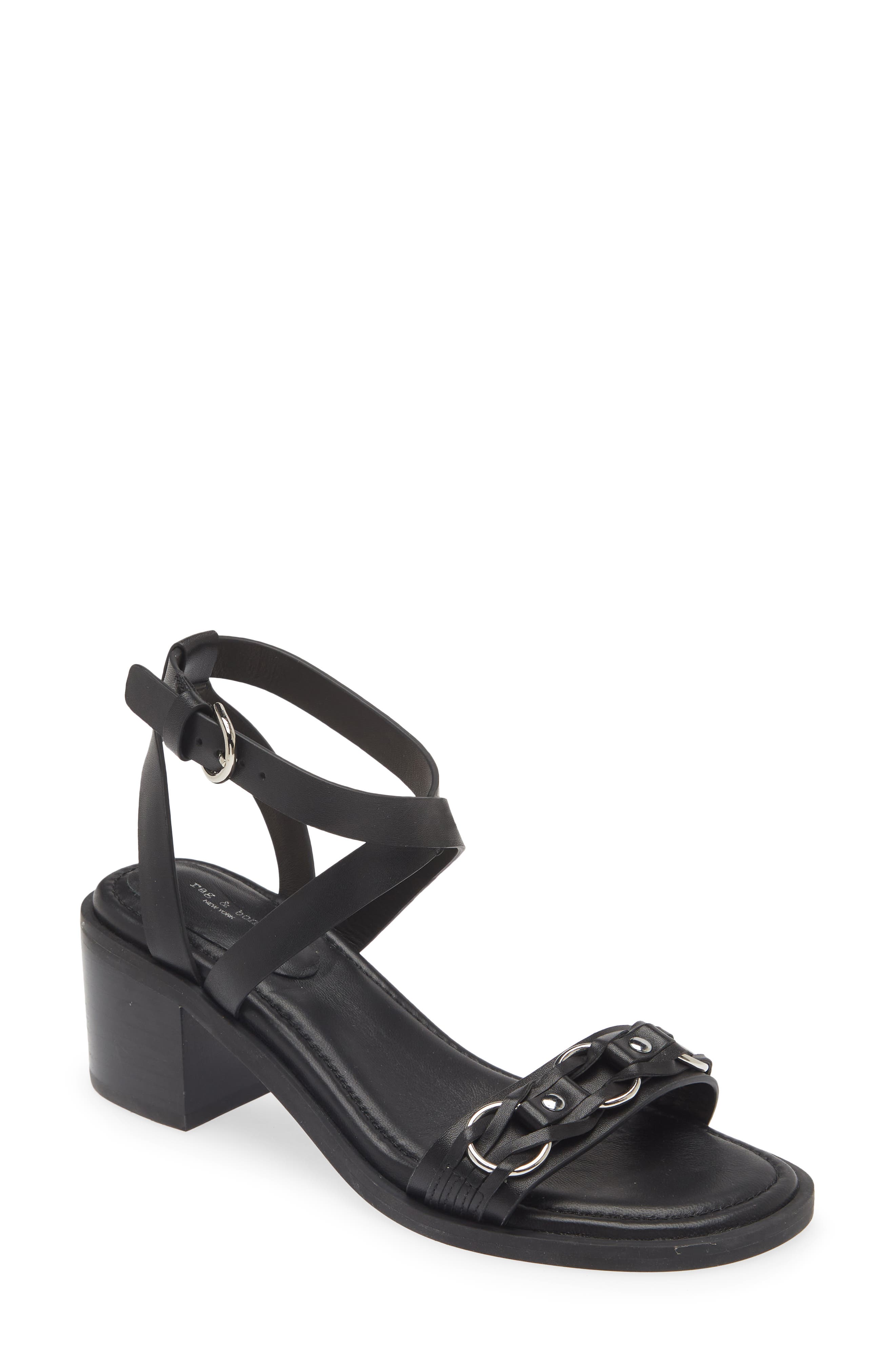 rag & bone Geo Chain Ankle Strap Sandal, Main, color, Black